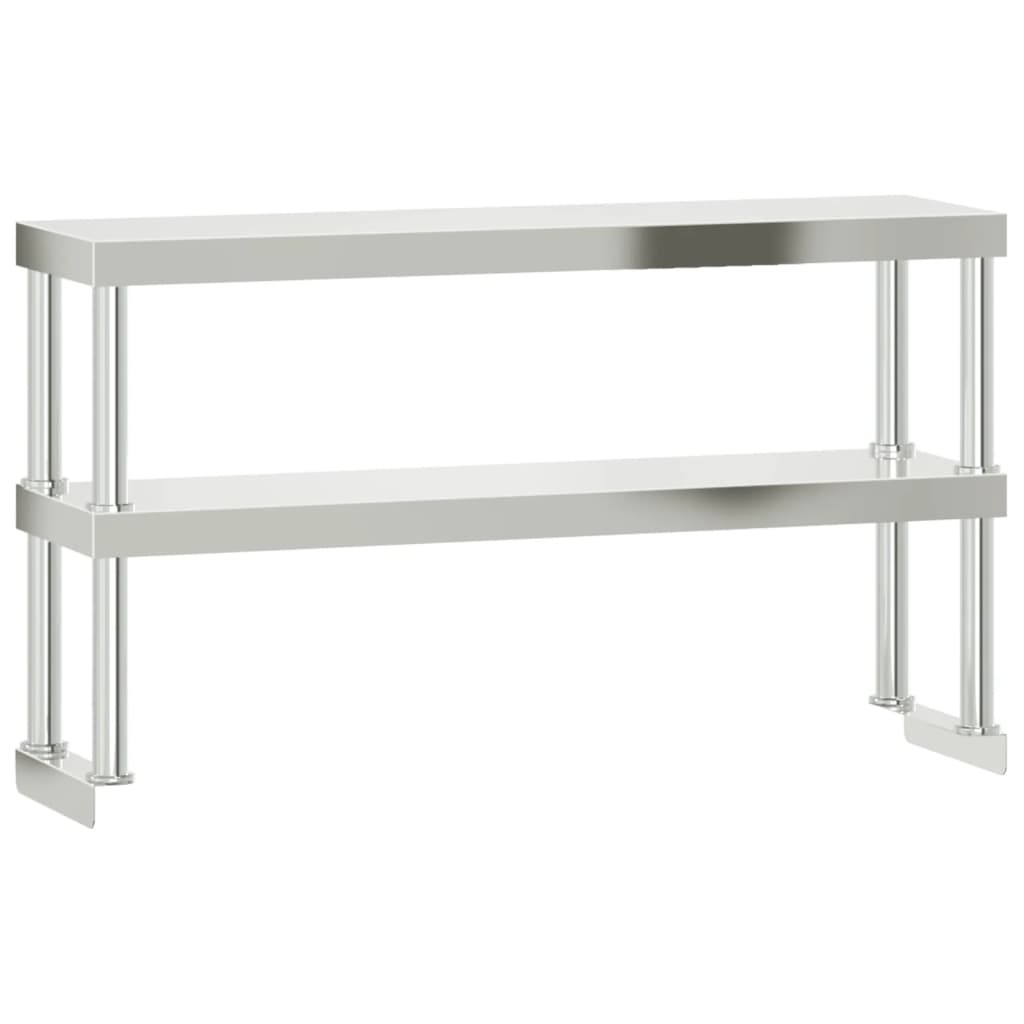 Table De Travail De Cuisine Avec Étagère 110X55X150 Cm Inox