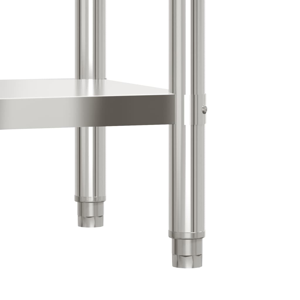 Table De Travail De Cuisine Avec Étagère 110X55X150 Cm Inox