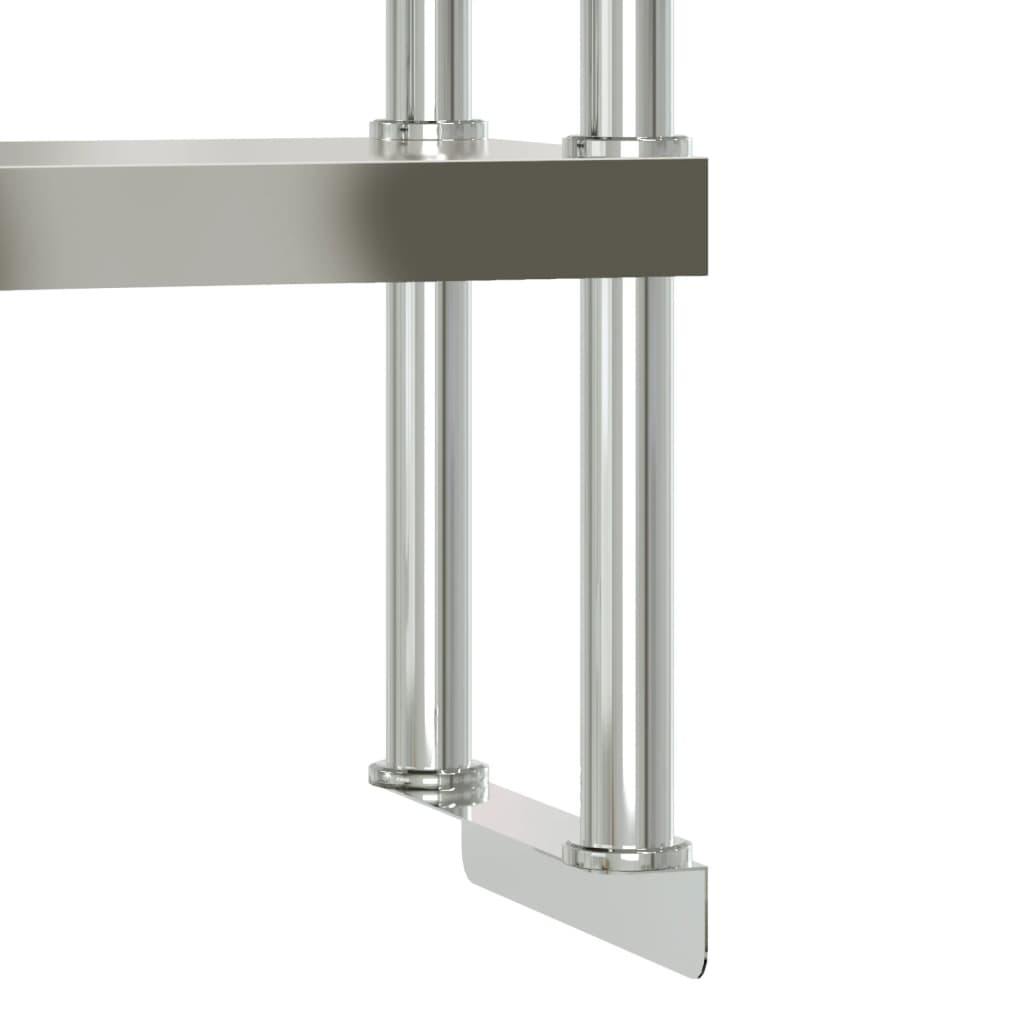 Table De Travail De Cuisine Avec Étagère 110X55X150 Cm Inox