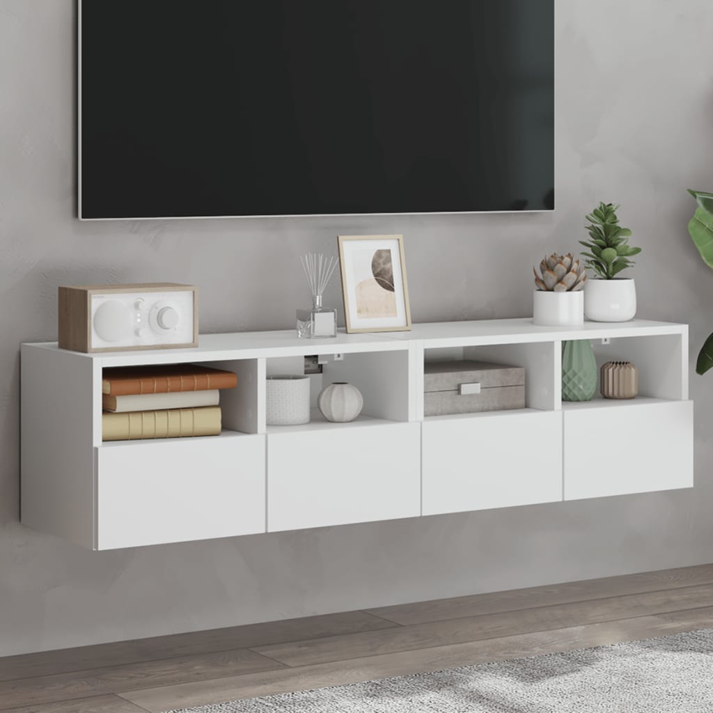 Meuble Tv Mural 2 Pc Bois D'ingénierie