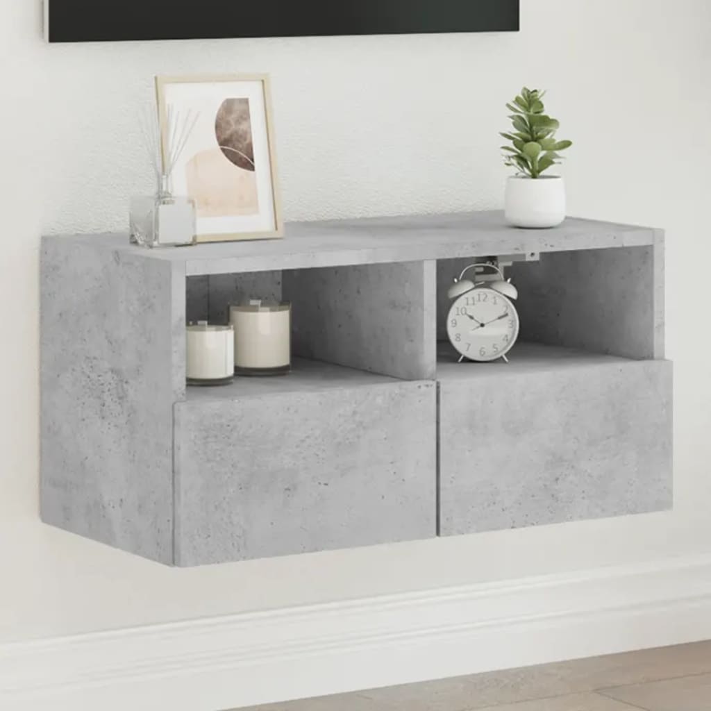 Meuble Tv Mural 2 Pc Bois D'ingénierie