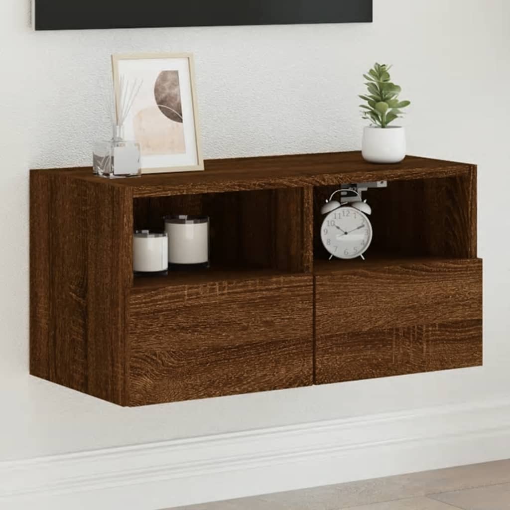 Meuble Tv Mural 2 Pc Bois D'ingénierie