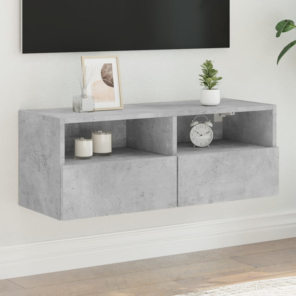 Meuble Tv Mural 2 Pc Bois D'ingénierie