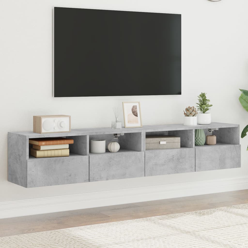 Meuble Tv Mural 2 Pc Bois D'ingénierie