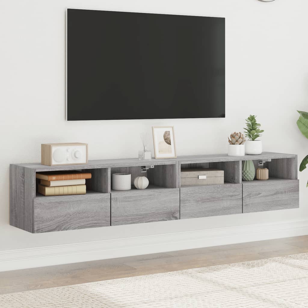 Meuble Tv Mural 2 Pc Bois D'ingénierie