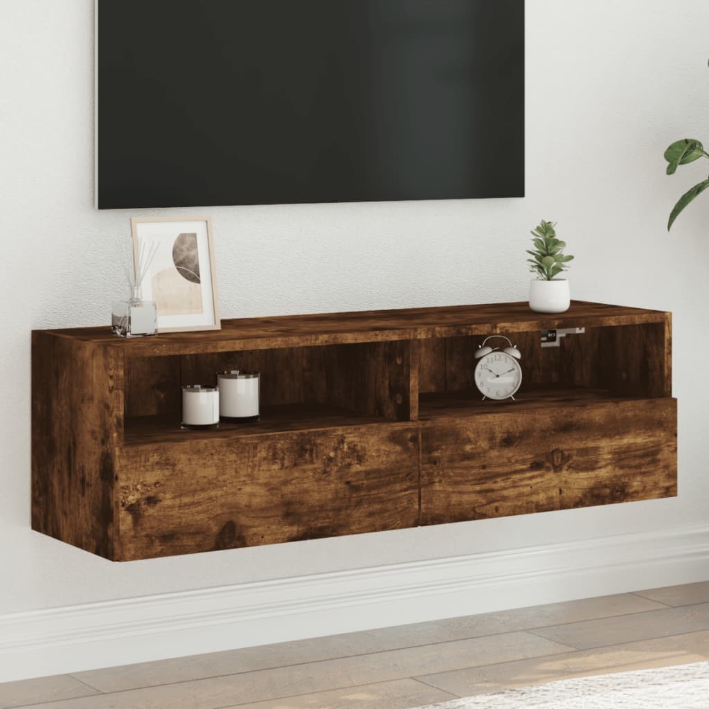 Meuble Tv Mural 2 Pc Bois D'ingénierie