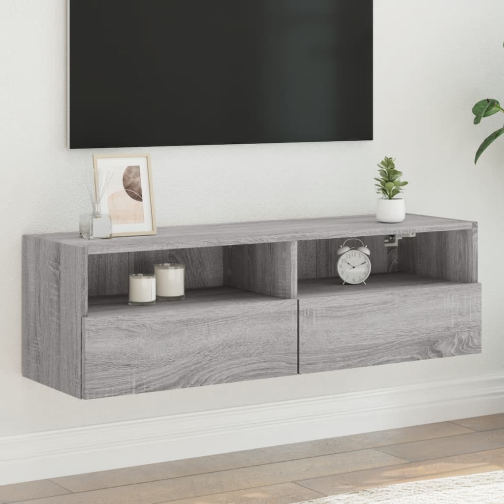 Meuble Tv Mural 2 Pc Bois D'ingénierie