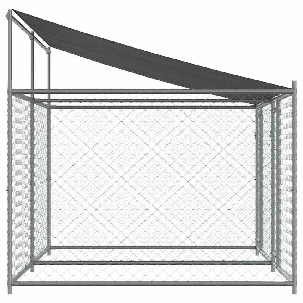 Cage Pour Chien Avec Toit Et Portes Gris 4X2X2M Acier Galvanisé