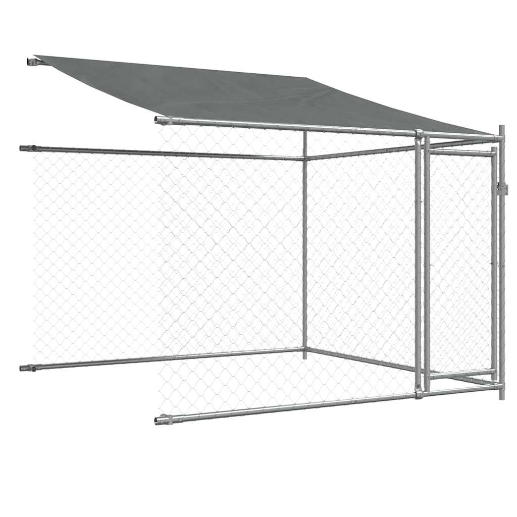 Cage Pour Chien Avec Toit Et Portes Gris 4X2X2M Acier Galvanisé