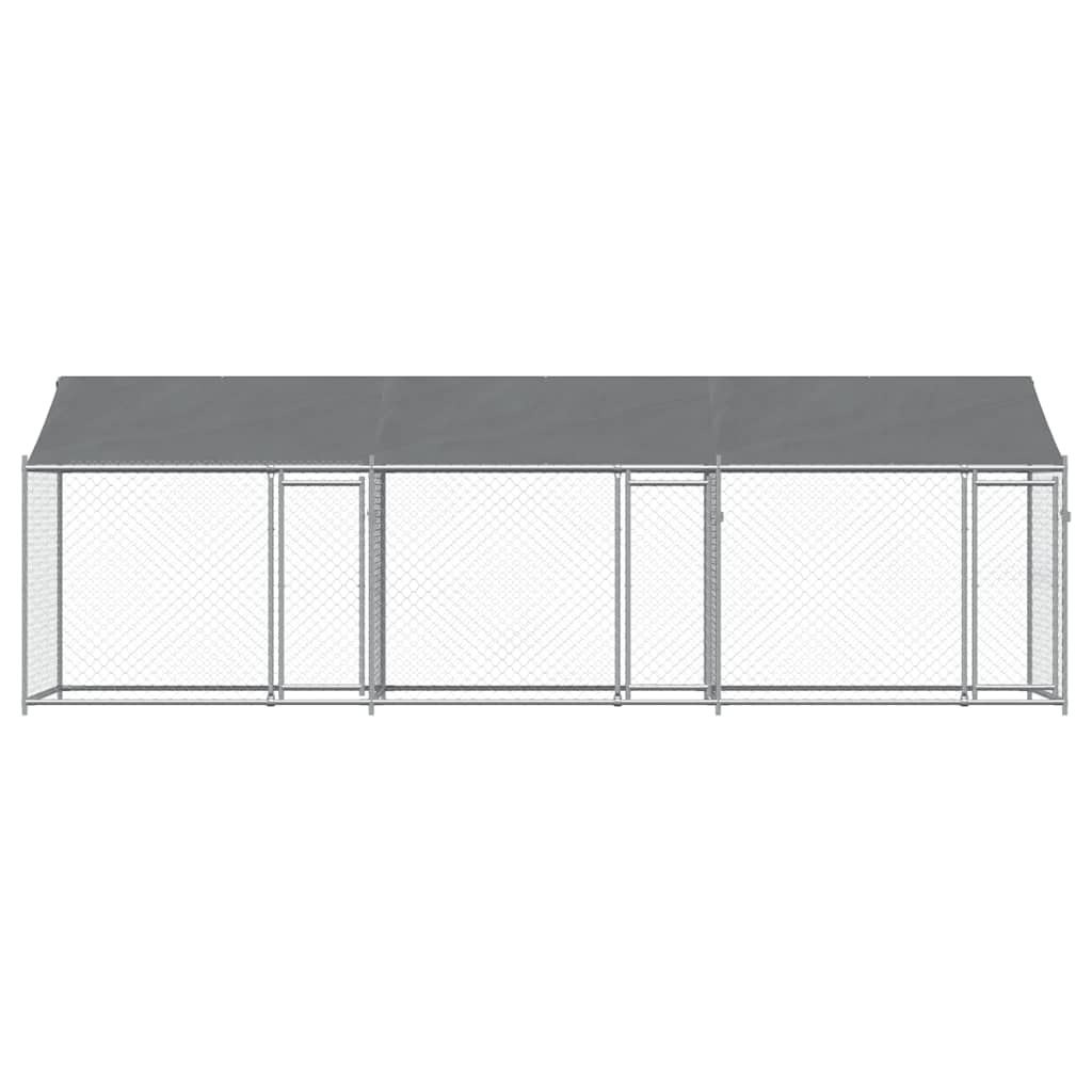 Cage Pour Chien Avec Toit Et Portes Gris 6X2X2M Acier Galvanisé