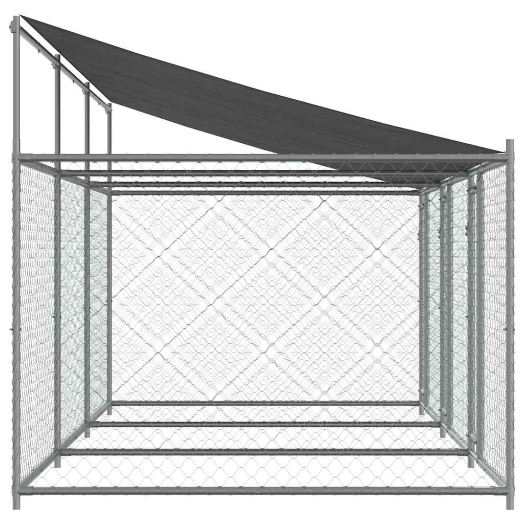 Cage Pour Chien Avec Toit Et Portes Gris 6X2X2M Acier Galvanisé
