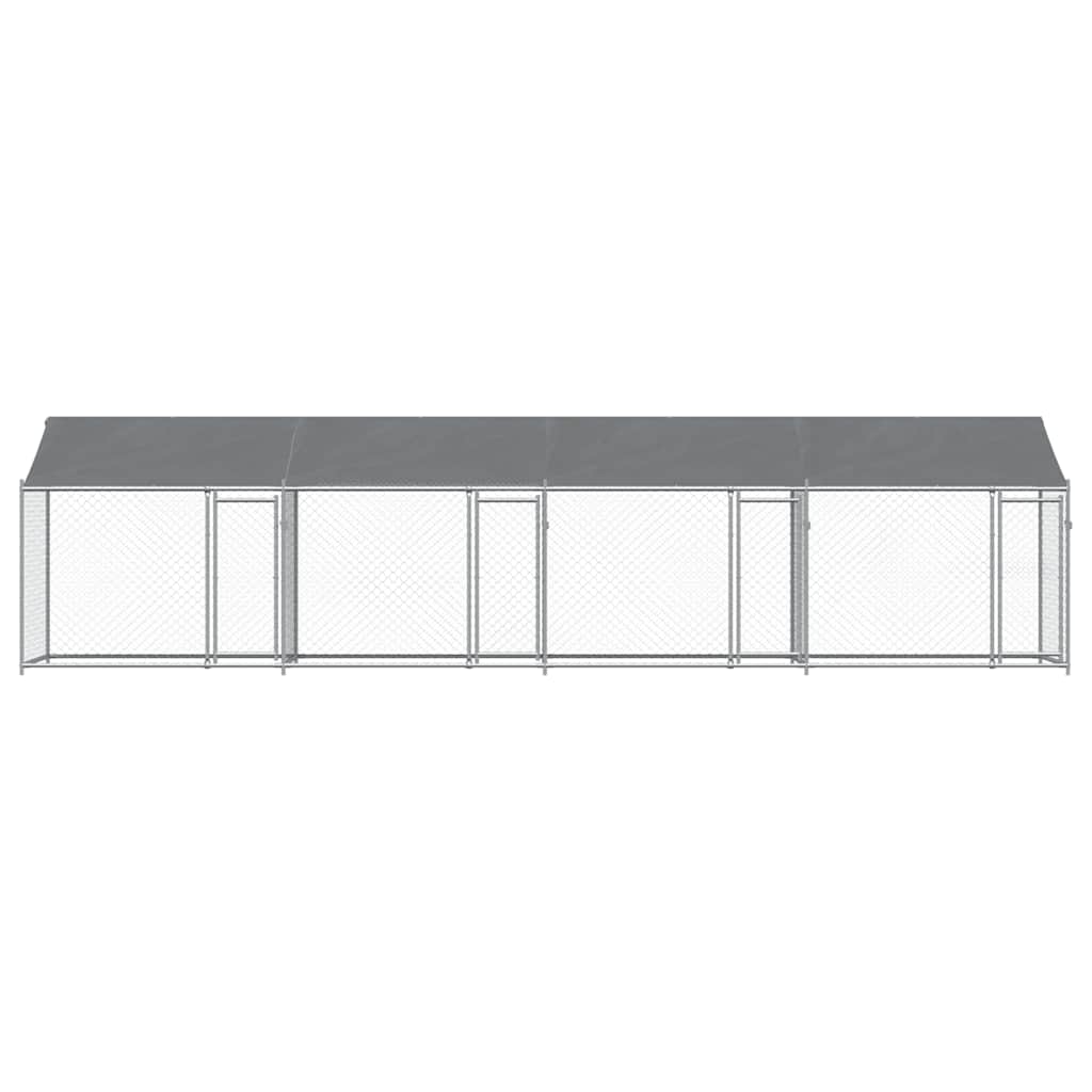 Cage Pour Chien Avec Toit Et Portes Gris 8X2X2M Acier Galvanisé