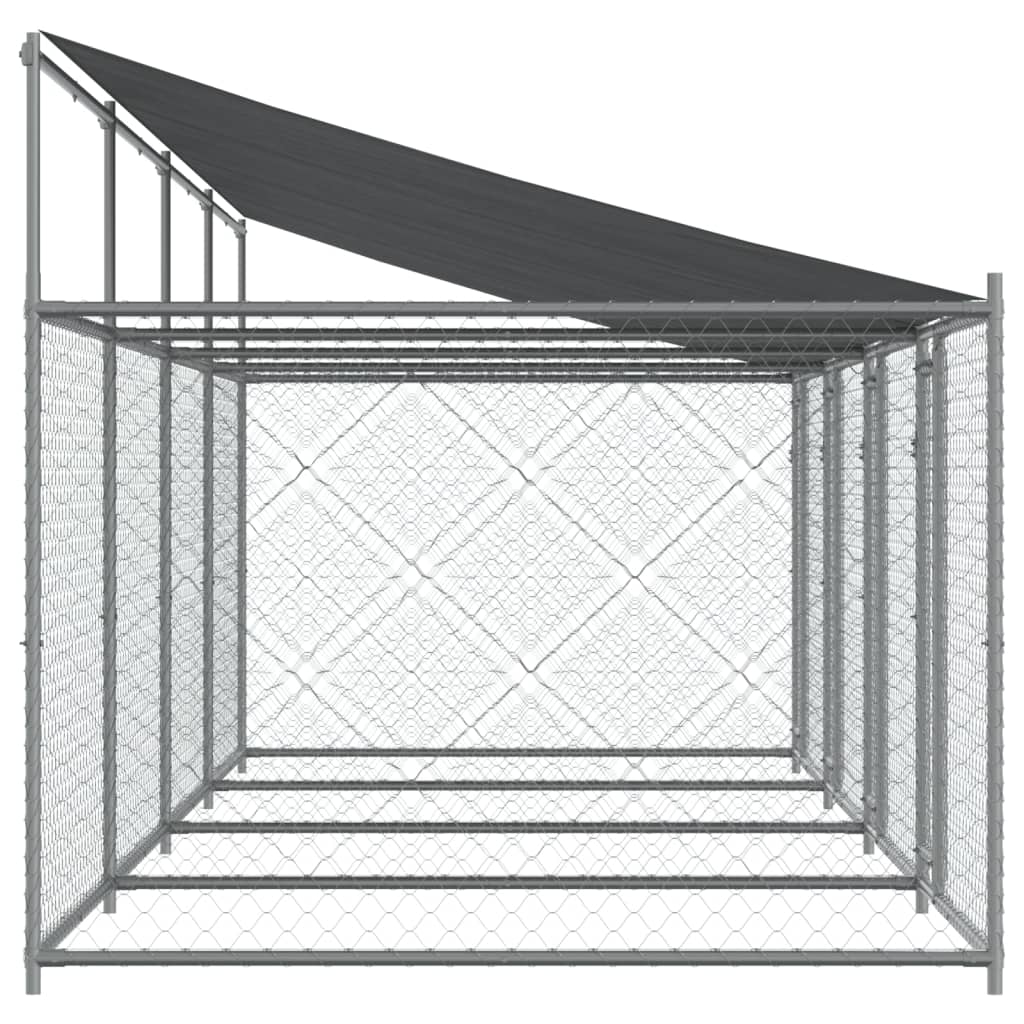 Cage Pour Chien Avec Toit Et Portes Gris 8X2X2M Acier Galvanisé