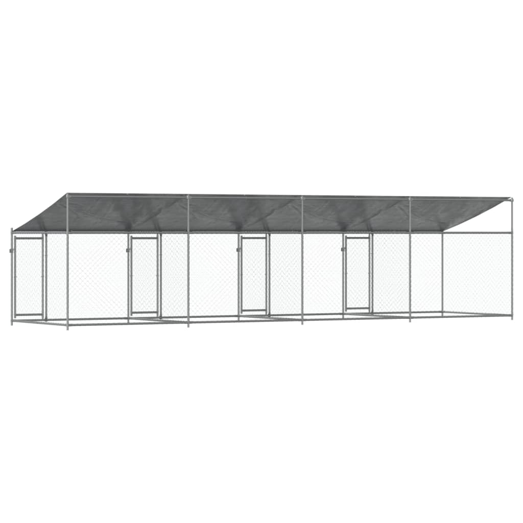 Cage Pour Chien Avec Toit Et Portes Gris 8X2X2M Acier Galvanisé