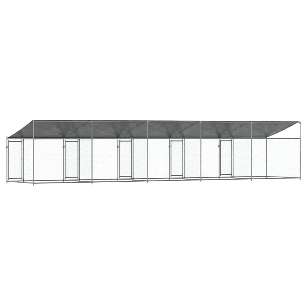 Cage Pour Chien Avec Toit/Portes Gris Acier Galvanisé