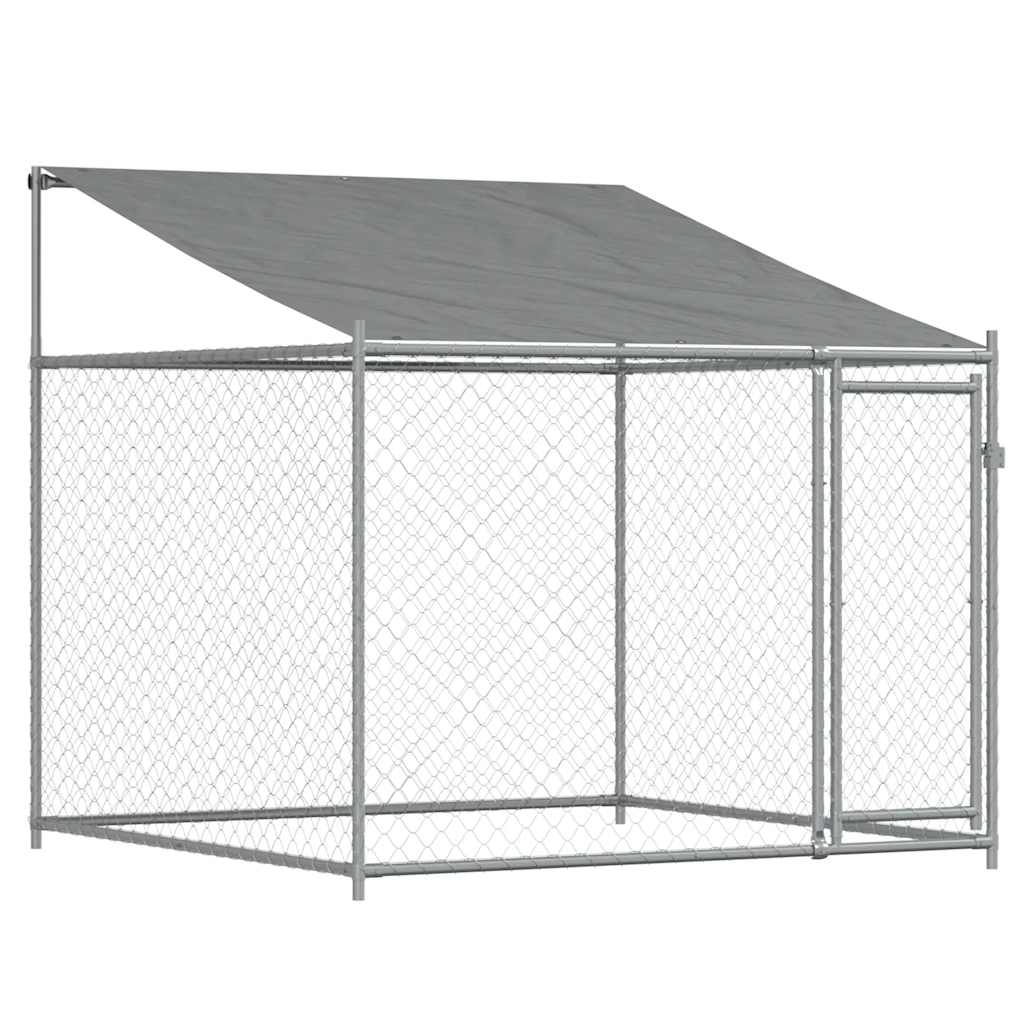 Cage Pour Chien Avec Toit/Portes Gris Acier Galvanisé
