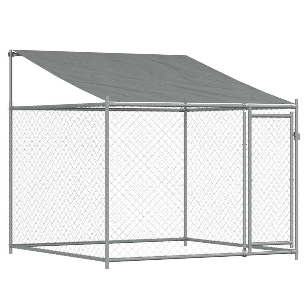 Cage Pour Chien Avec Toit/Portes Gris Acier Galvanisé