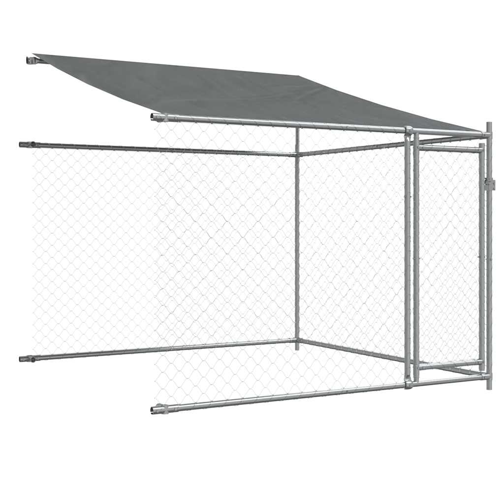 Cage Pour Chien Avec Toit/Portes Gris Acier Galvanisé