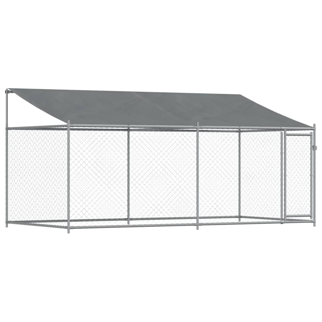 Cage Pour Chien Avec Toit Et Porte Gris Acier Galvanisé