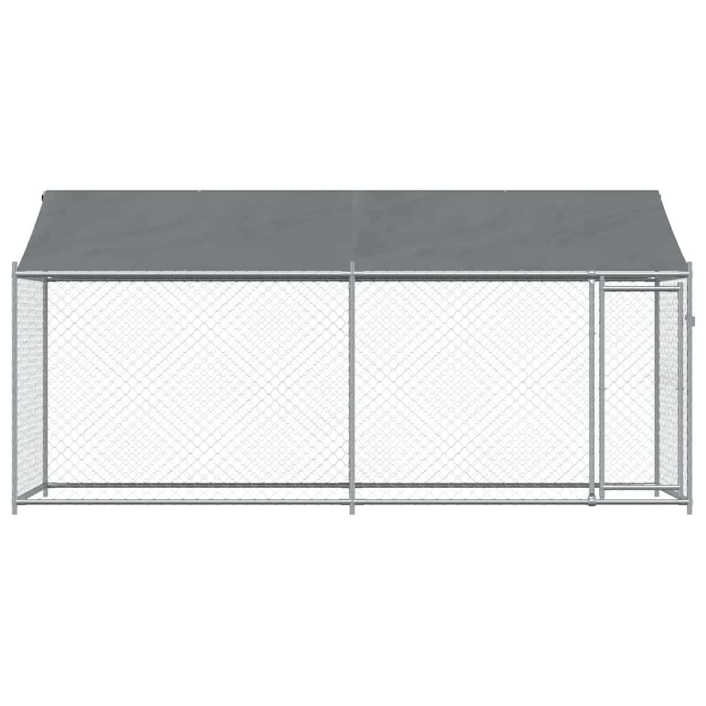 Cage Pour Chien Avec Toit Et Porte Gris Acier Galvanisé