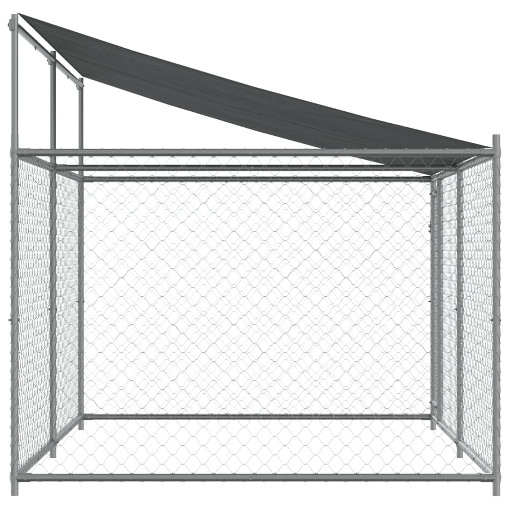 Cage Pour Chien Avec Toit Et Porte Gris Acier Galvanisé