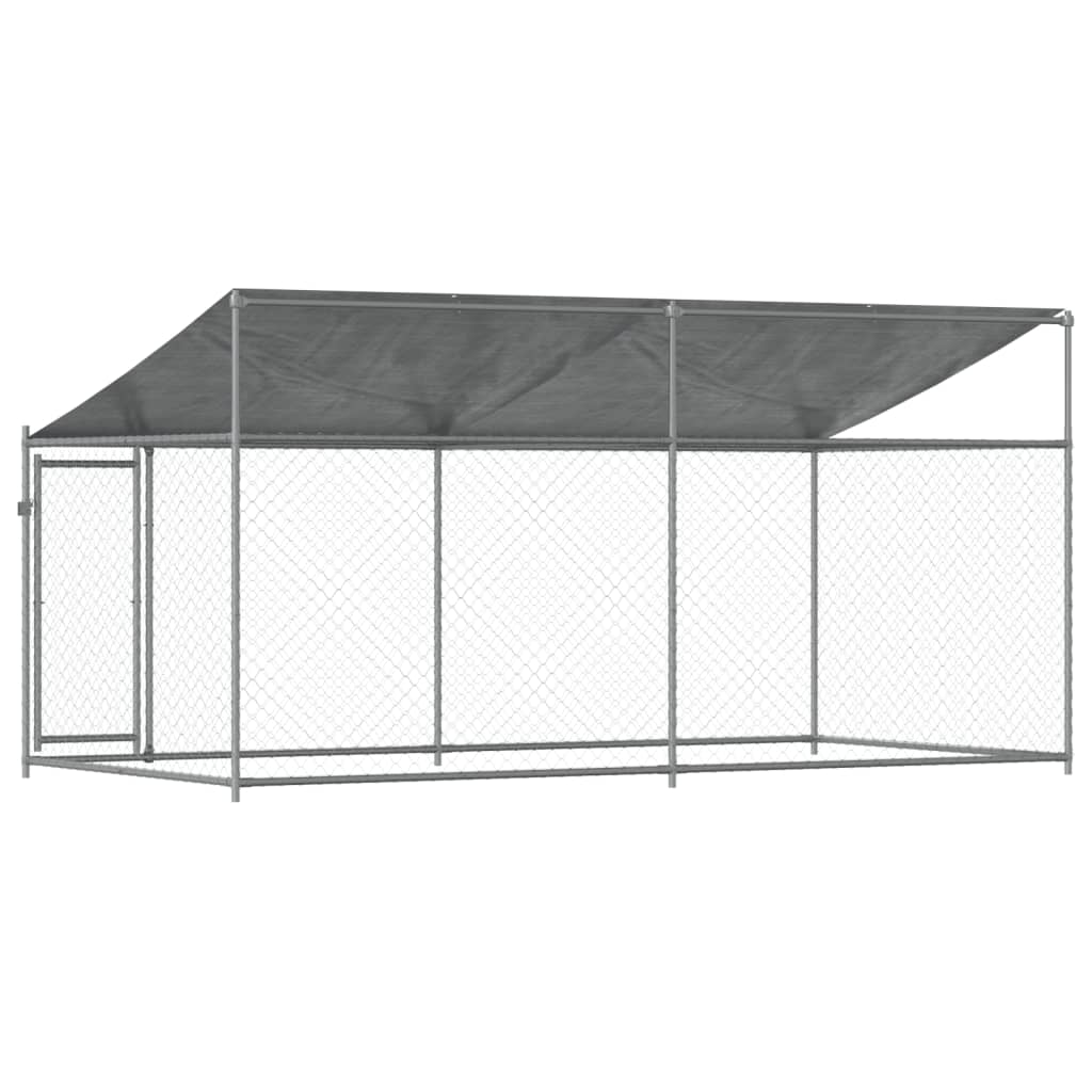 Cage Pour Chien Avec Toit Et Porte Gris Acier Galvanisé