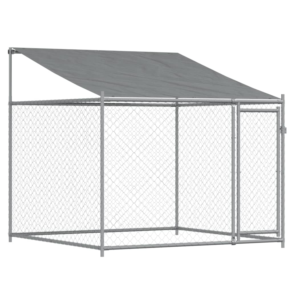 Cage Pour Chien Avec Toit Et Porte Gris Acier Galvanisé