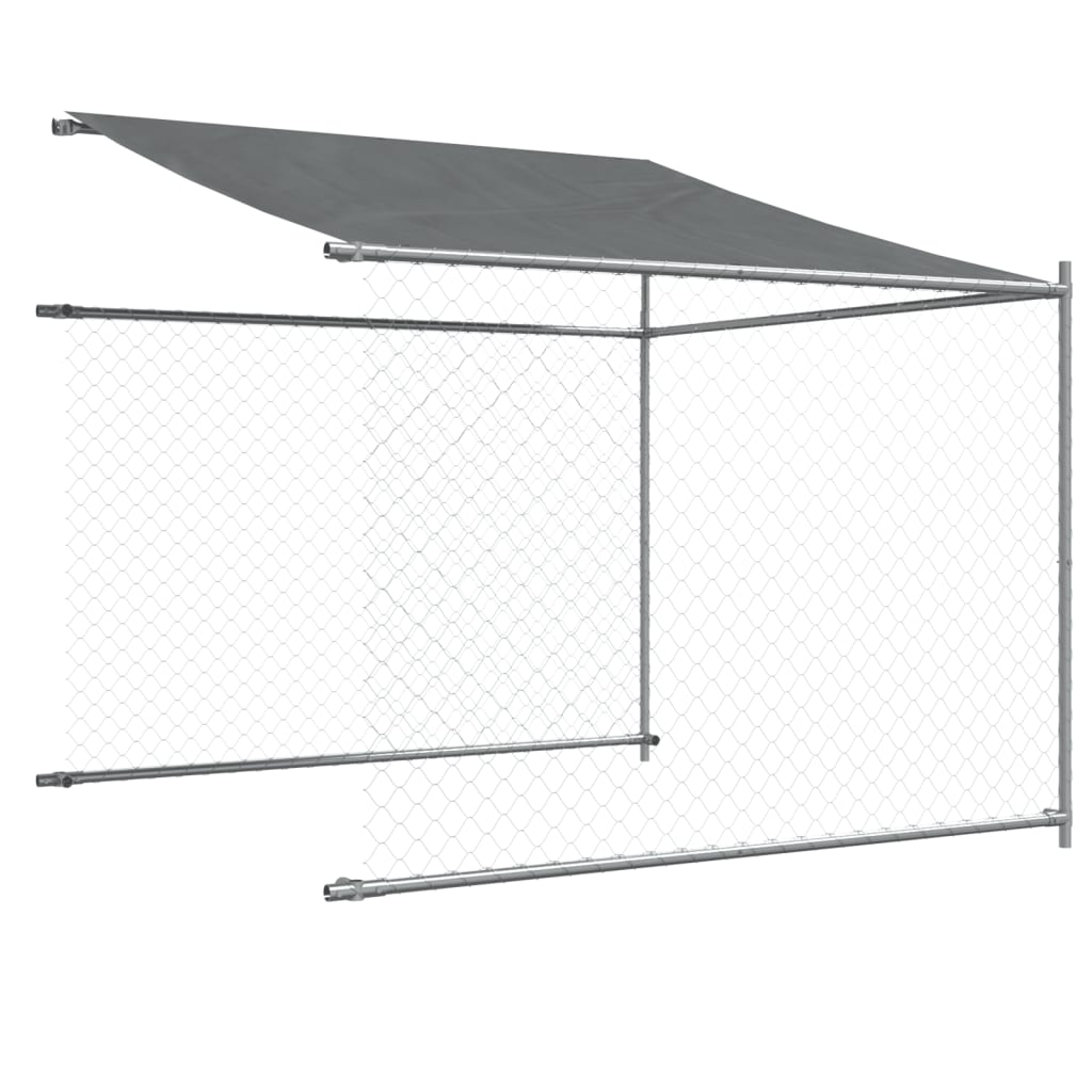 Cage Pour Chien Avec Toit Et Porte Gris Acier Galvanisé