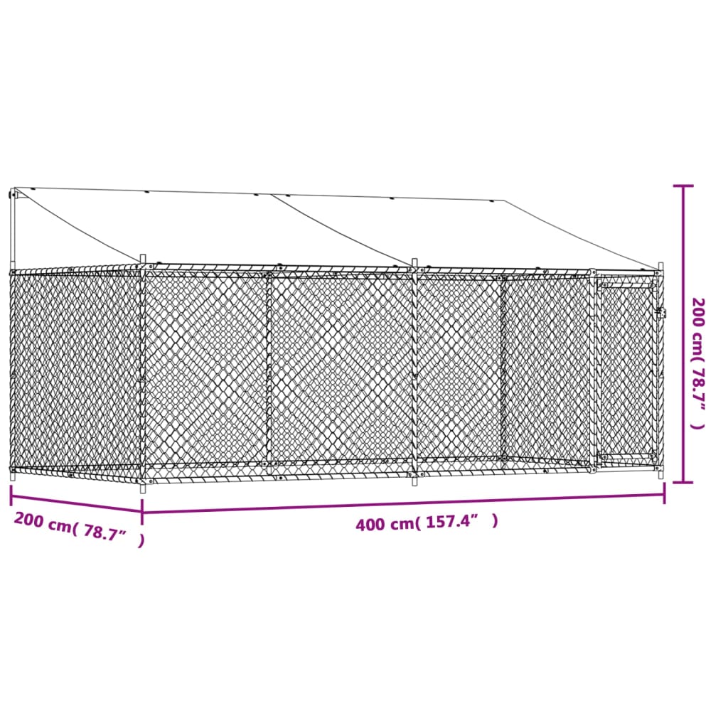 Cage Pour Chien Avec Toit Et Porte Gris Acier Galvanisé