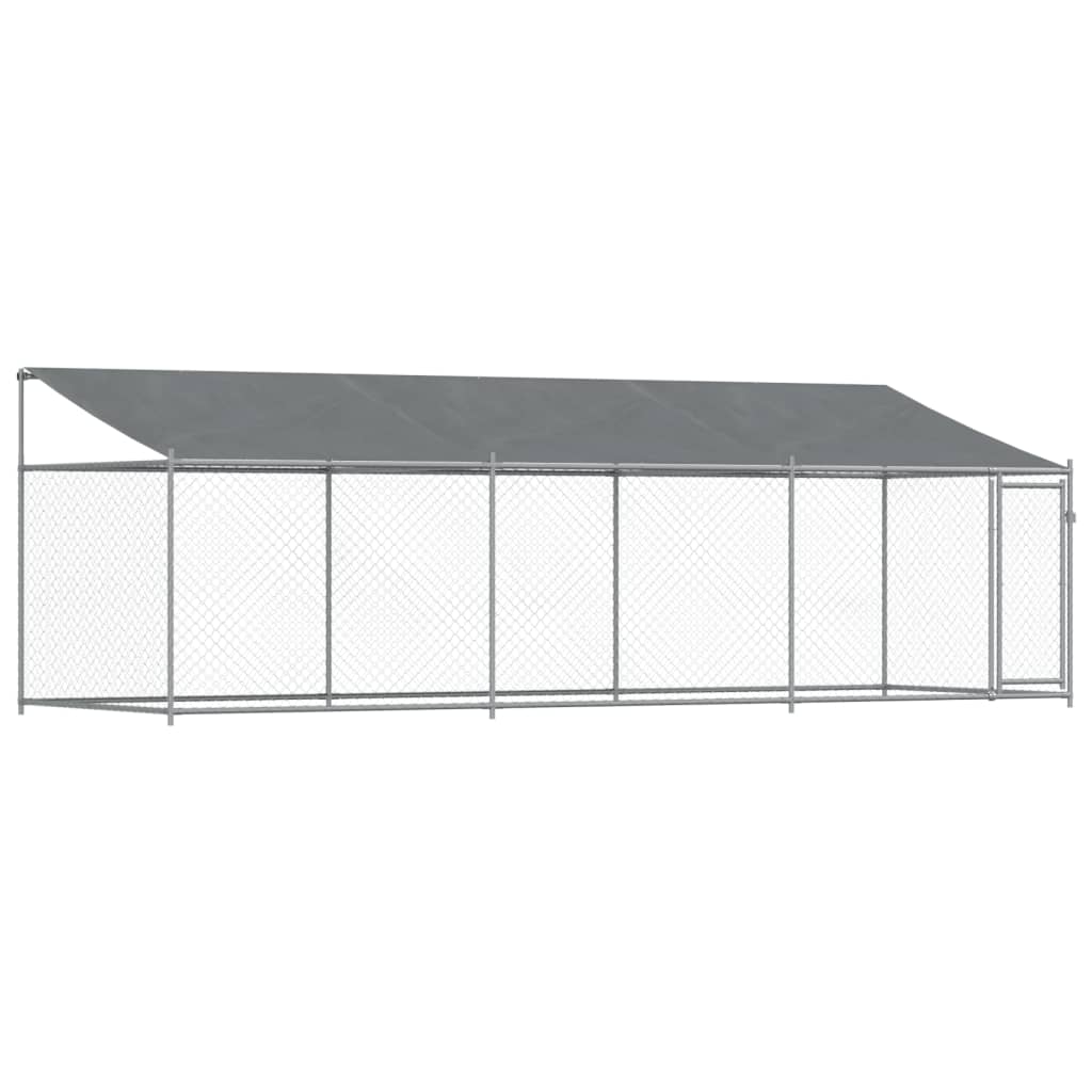 Cage Pour Chien Avec Toit Et Porte Gris Acier Galvanisé