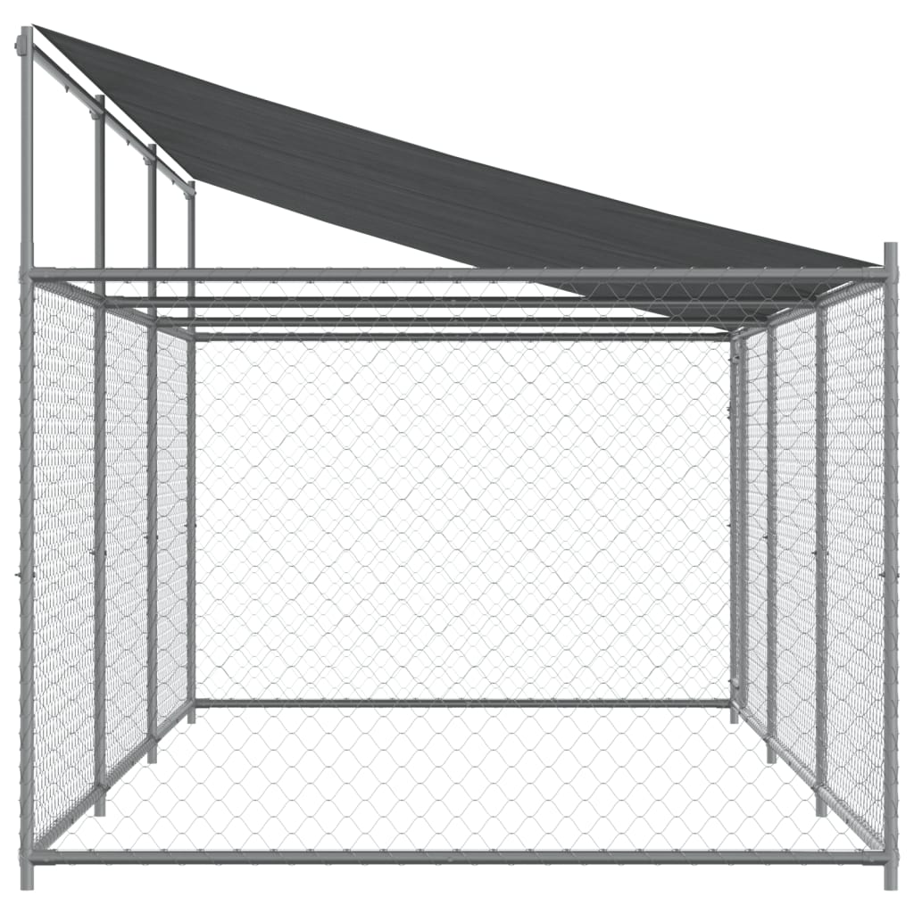 Cage Pour Chien Avec Toit Et Porte Gris Acier Galvanisé