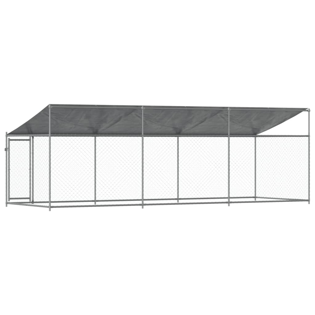 Cage Pour Chien Avec Toit Et Porte Gris Acier Galvanisé
