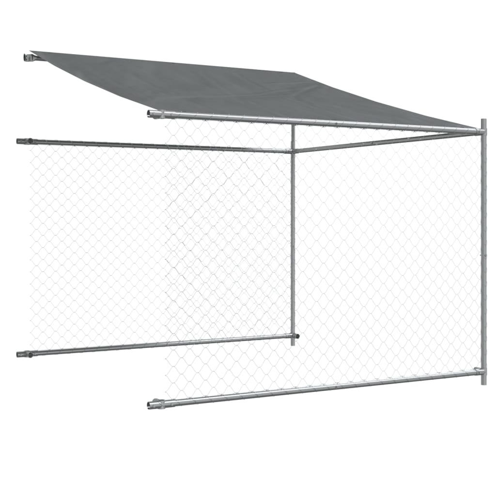 Cage Pour Chien Avec Toit Et Porte Gris Acier Galvanisé