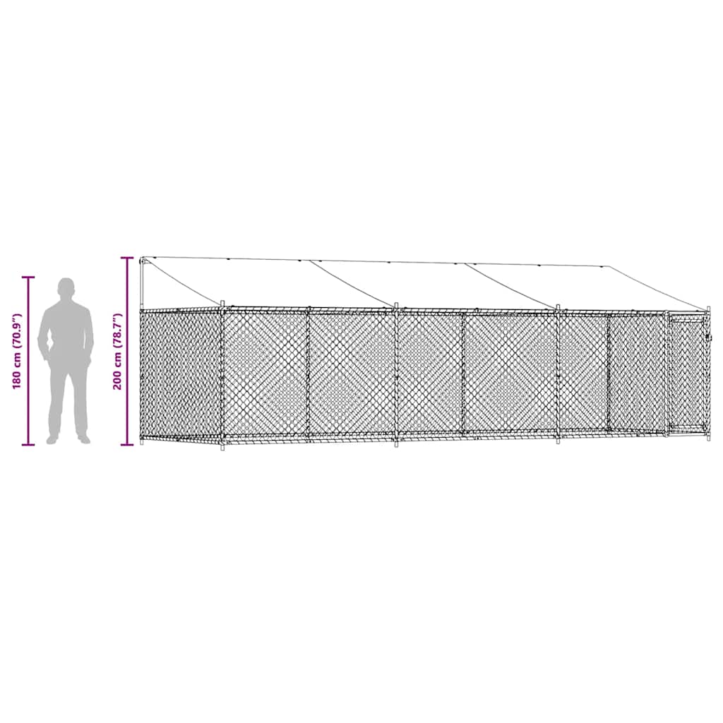 Cage Pour Chien Avec Toit Et Porte Gris Acier Galvanisé