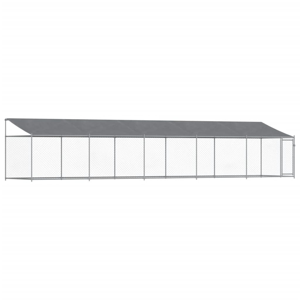 Cage Pour Chien Avec Toit Et Porte Gris 10X2X2M Acier Galvanisé