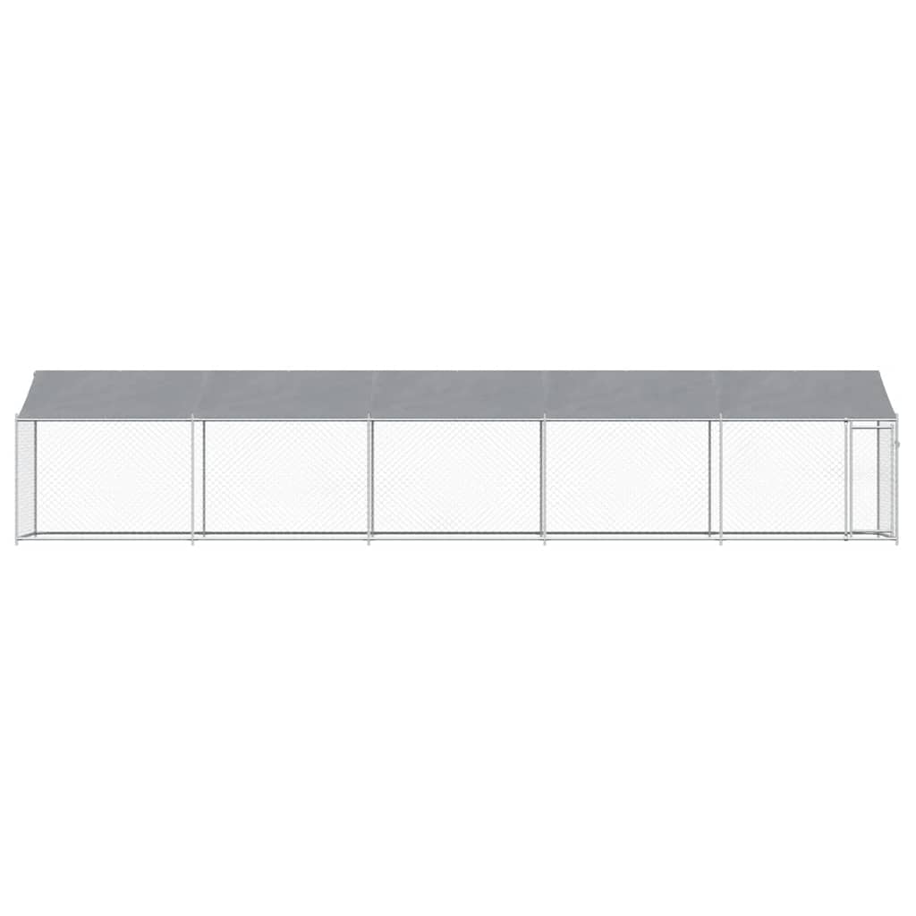 Cage Pour Chien Avec Toit Et Porte Gris 10X2X2M Acier Galvanisé