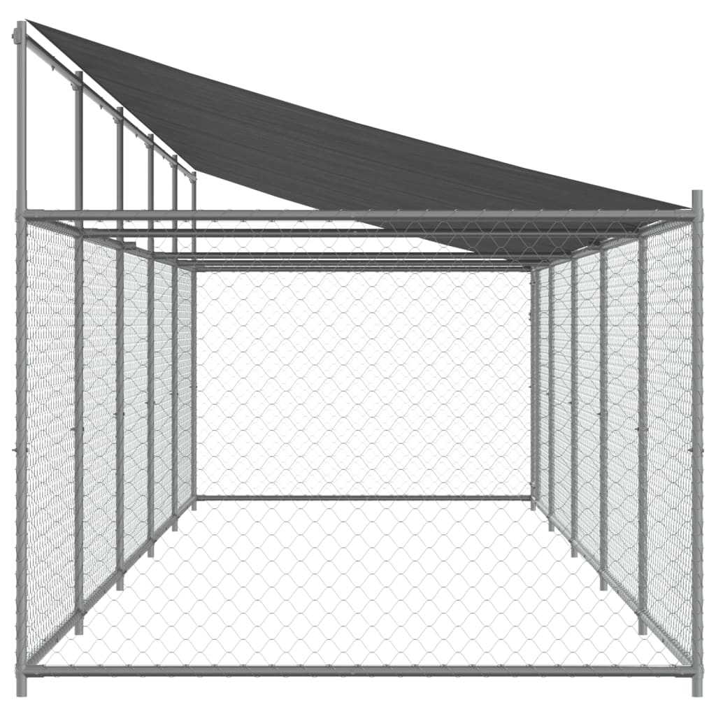 Cage Pour Chien Avec Toit Et Porte Gris 10X2X2M Acier Galvanisé