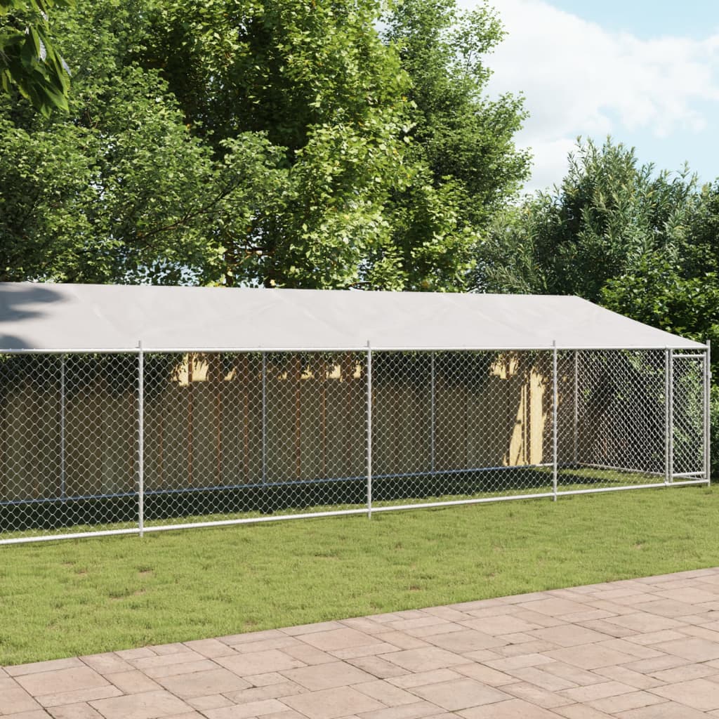 Cage Pour Chien Avec Toit Et Porte Gris 10X2X2M Acier Galvanisé