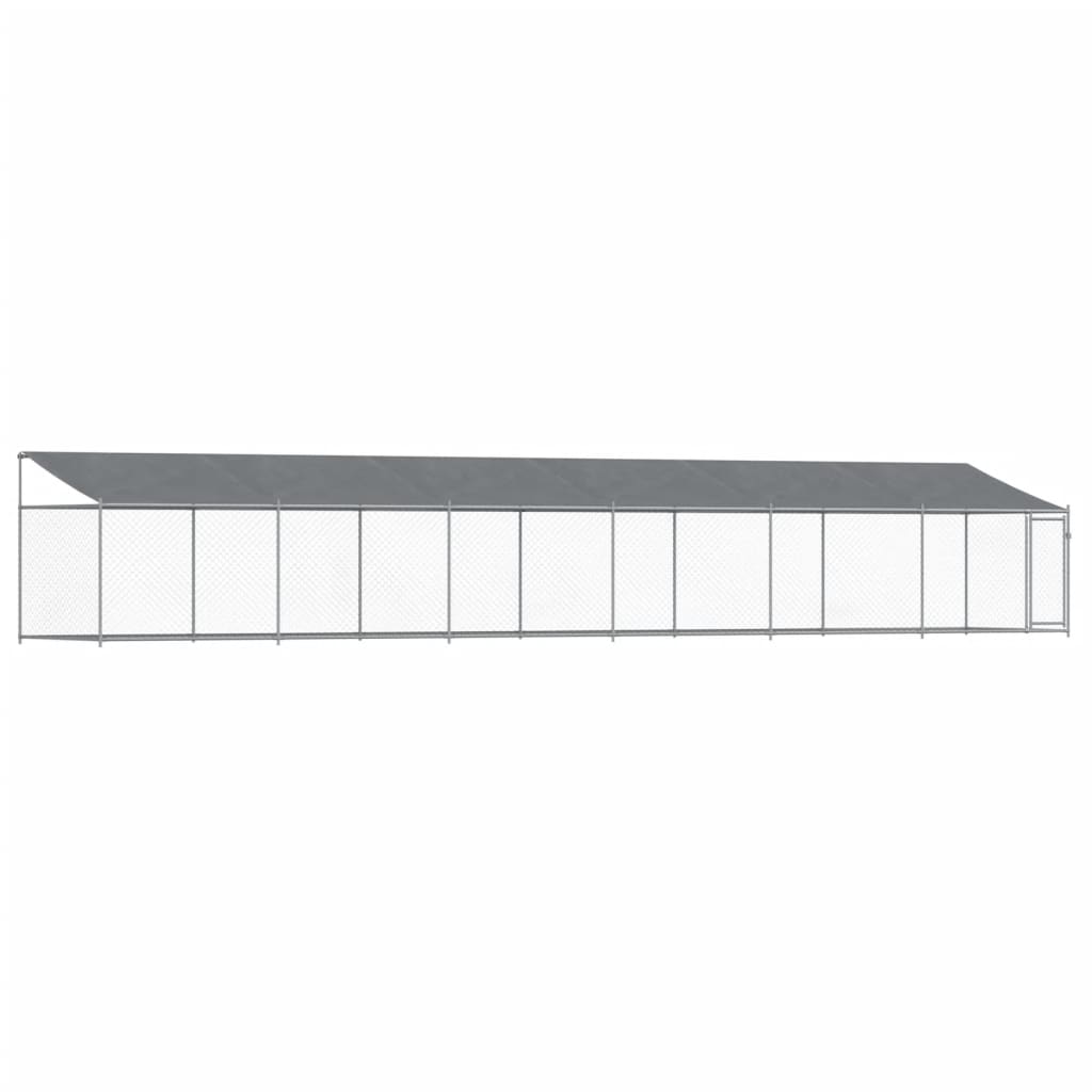 Cage Pour Chien Avec Toit Et Porte Gris 12X2X2M Acier Galvanisé