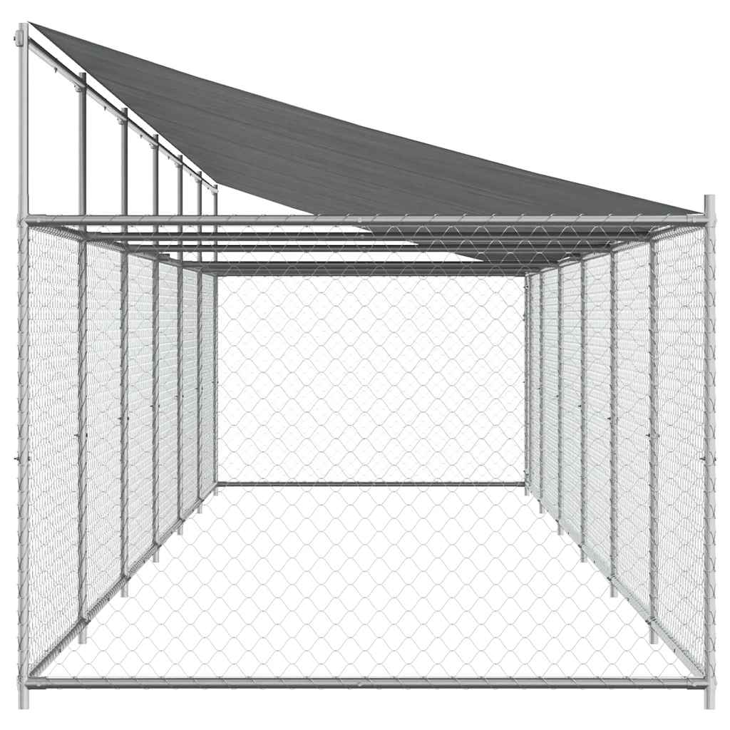 Cage Pour Chien Avec Toit Et Porte Gris 12X2X2M Acier Galvanisé