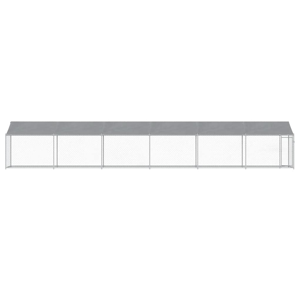 Cage Pour Chien Avec Toit Et Porte Gris 12X2X2M Acier Galvanisé