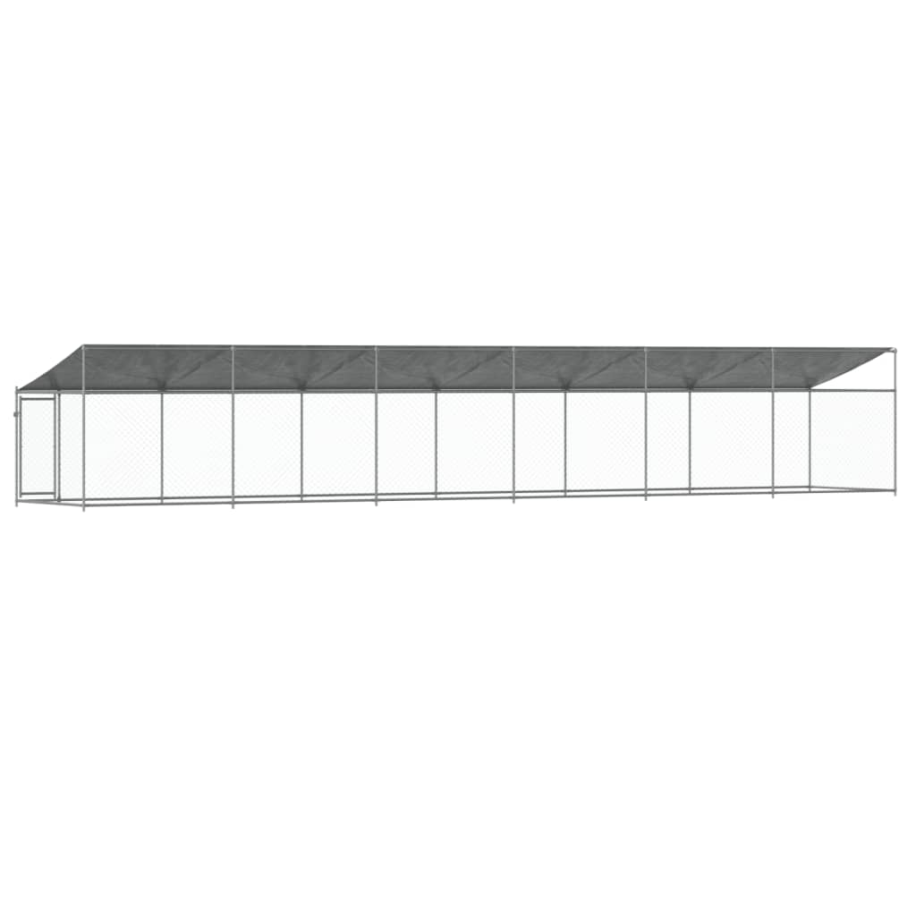 Cage Pour Chien Avec Toit Et Porte Gris 12X2X2M Acier Galvanisé