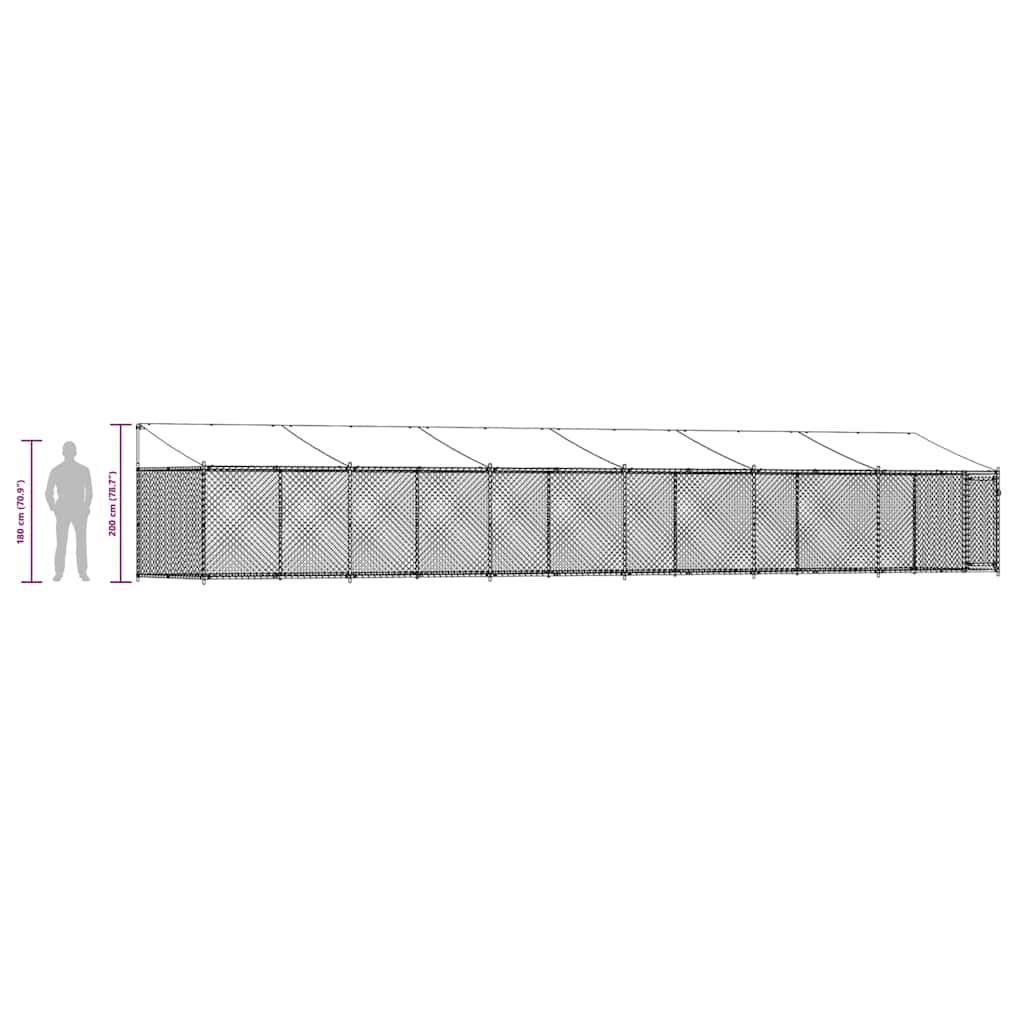 Cage Pour Chien Avec Toit Et Porte Gris 12X2X2M Acier Galvanisé
