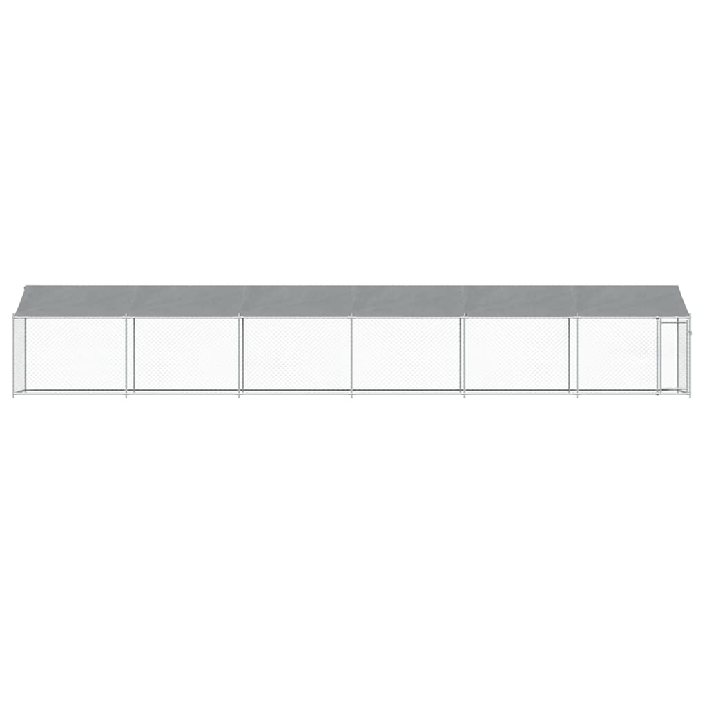 Cage Pour Chien Avec Toit Et Porte Gris 12X2X2M Acier Galvanisé