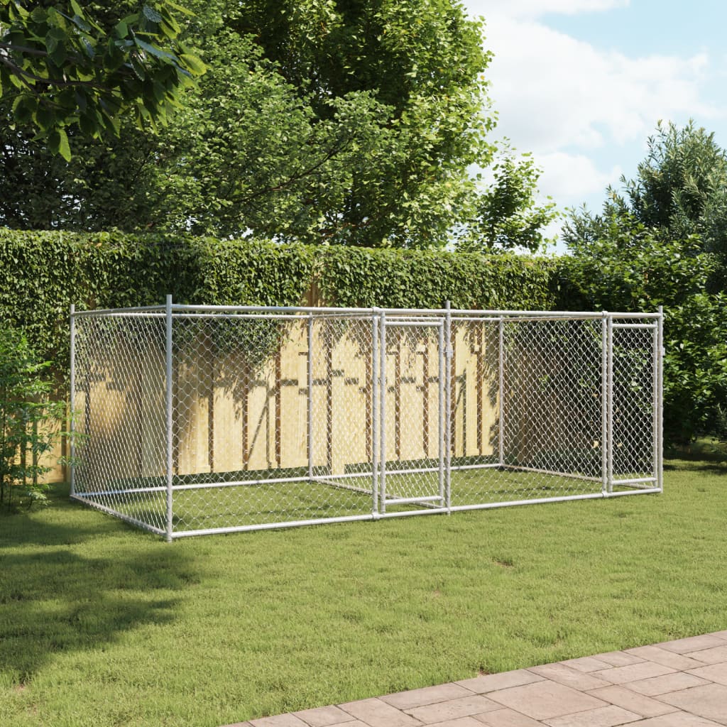 Cage Pour Chien Avec Portes Gris 4X2X1,5 M Acier Galvanisé
