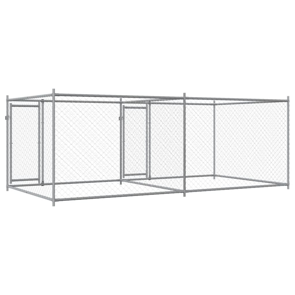 Cage Pour Chien Avec Portes Gris 4X2X1,5 M Acier Galvanisé