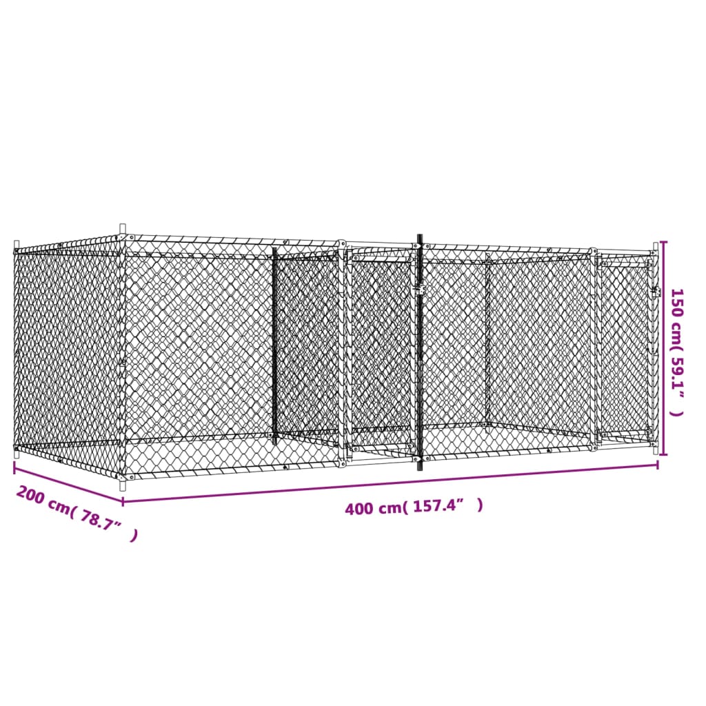 Cage Pour Chien Avec Portes Gris 4X2X1,5 M Acier Galvanisé