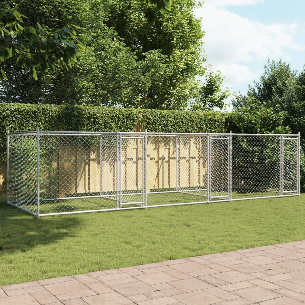 Cage Pour Chien Avec Portes Gris 6X2X1,5 M Acier Galvanisé