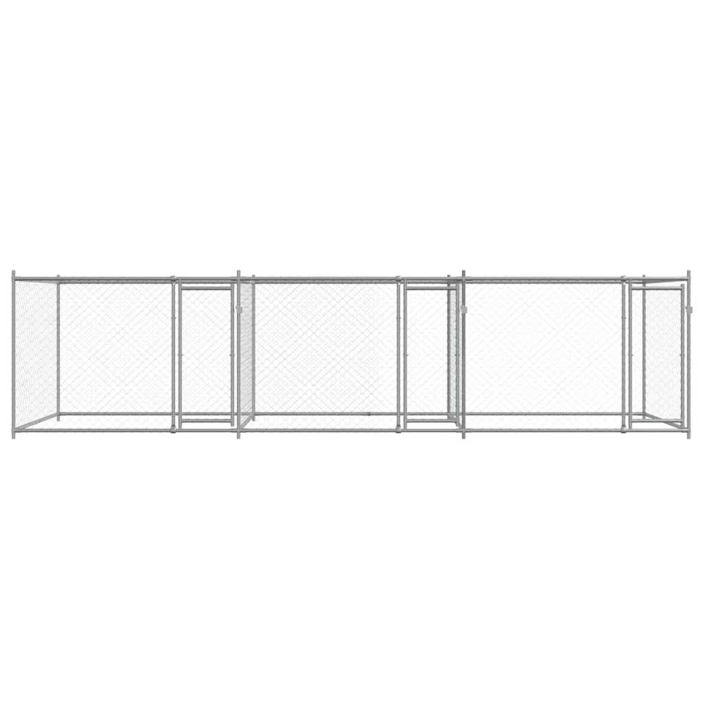 Cage Pour Chien Avec Portes Gris 6X2X1,5 M Acier Galvanisé