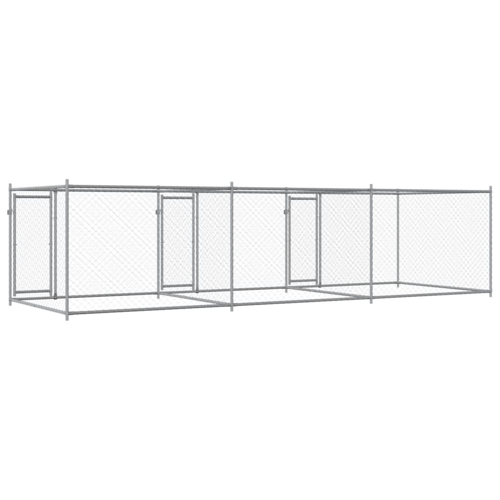 Cage Pour Chien Avec Portes Gris 6X2X1,5 M Acier Galvanisé